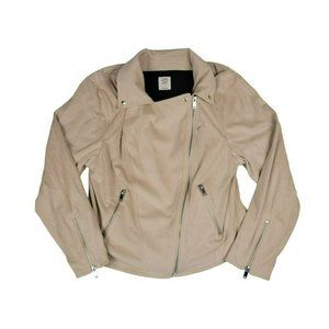 Good Hart Jacket Women's Size Large Beige Asymmetrical Zip Closure Landrum Moto